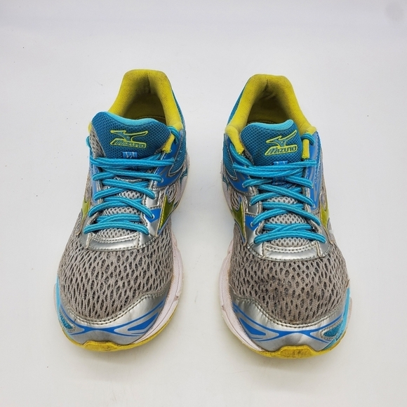 Mizuno Shoes Women's 9 Wave Inspire 13 Gray Aqua Yellow Running Training - Picture 8 of 14